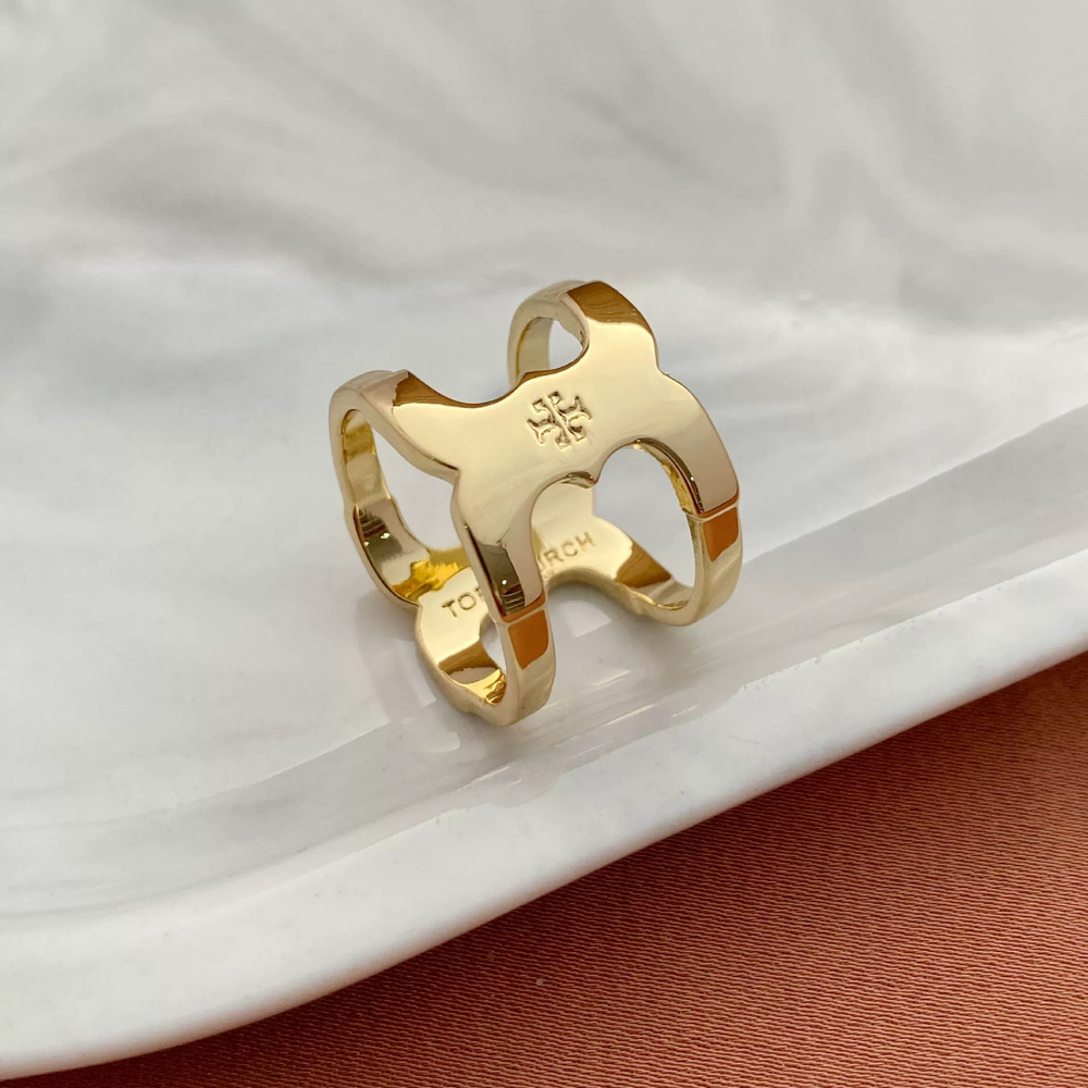 Tory Burch Inlaid Polished Metal Ring